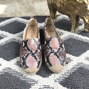 Sam Edelman Snake Print Khloe Slip On Espadrille Flats Womens Size 7M Leather